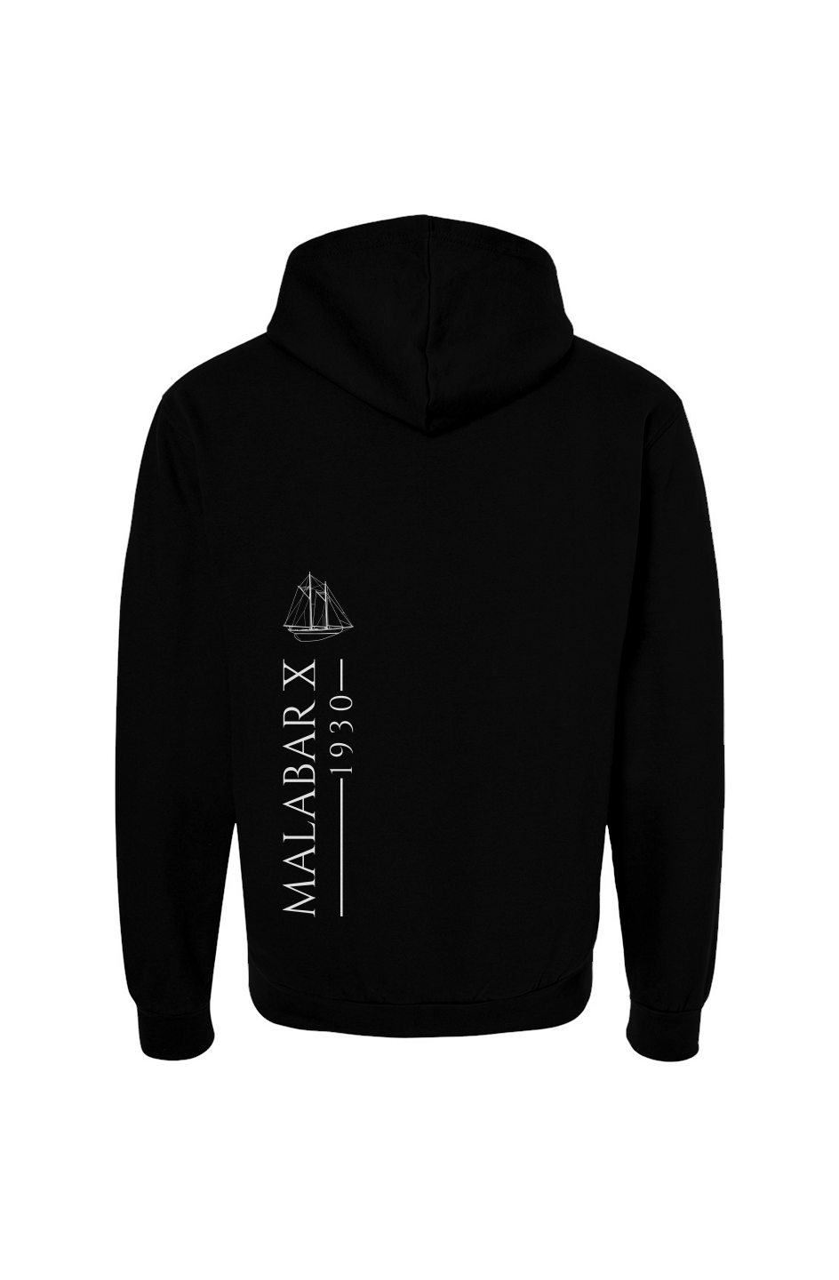 Malabar X Vertical Print Hoodie White Ink