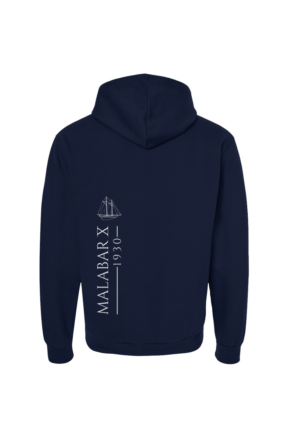 Malabar X Vertical Print Hoodie White Ink