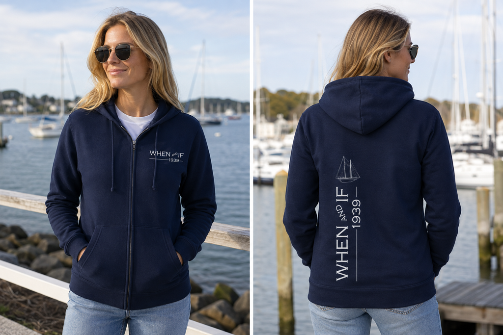 When And If Vertical Print Hoodie White Ink