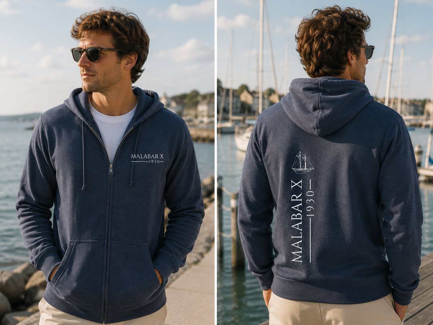 Malabar X Vertical Print Hoodie White Ink