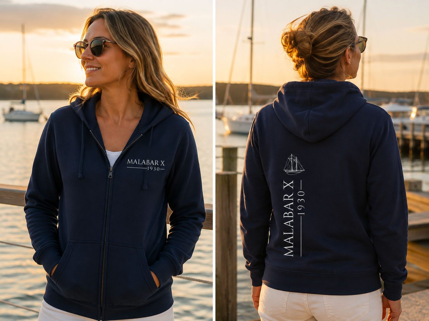 Malabar X Vertical Print Hoodie White Ink