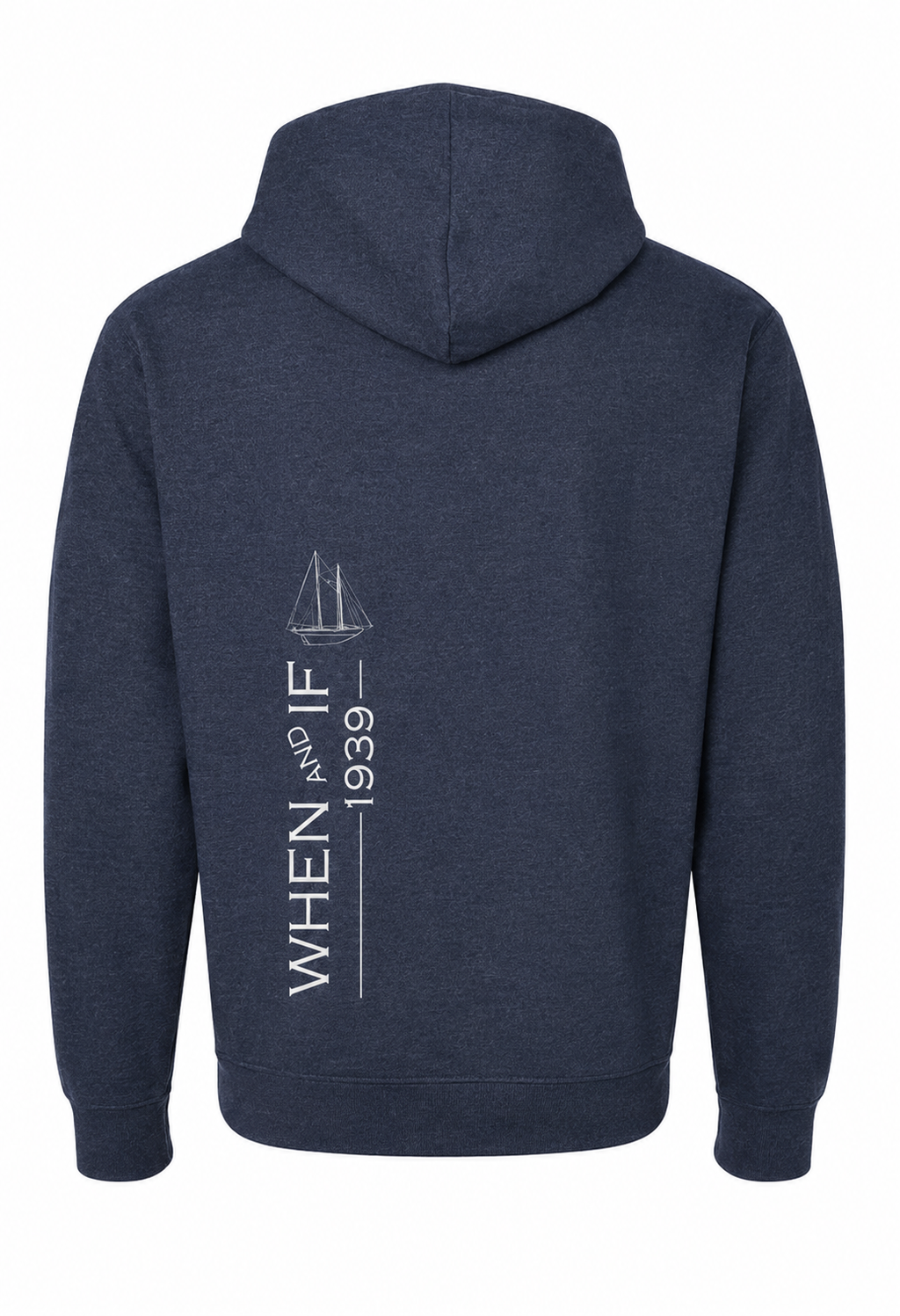 When And If Vertical Print Hoodie White Ink