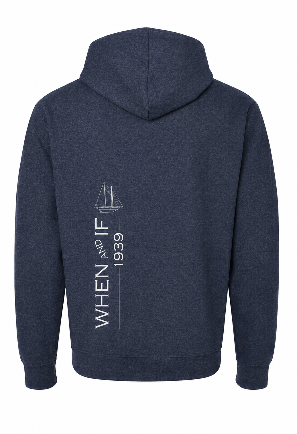 When And If Vertical Print Hoodie White Ink