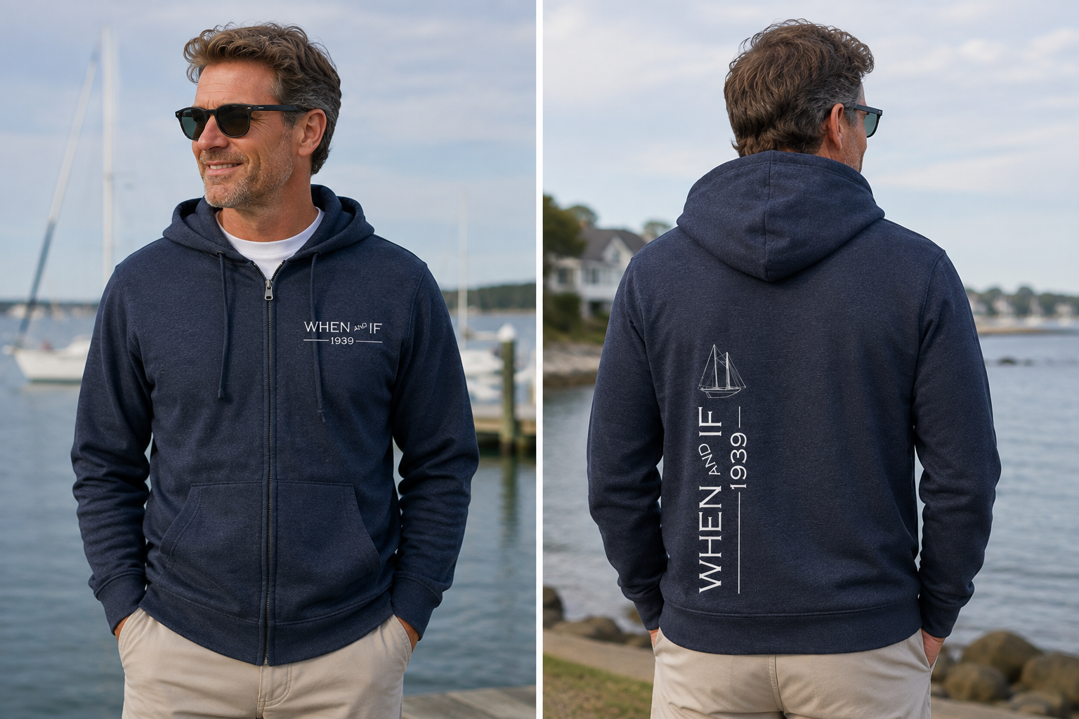 When And If Vertical Print Hoodie White Ink